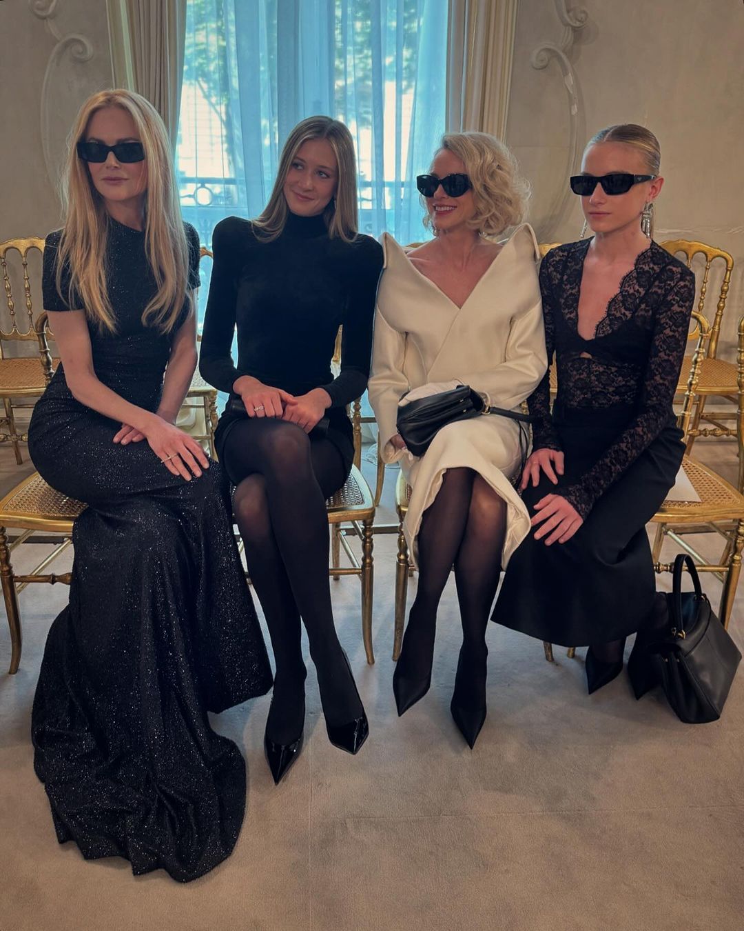 Nicole Kidman and her daughter seated front row during Paris Fashion Week