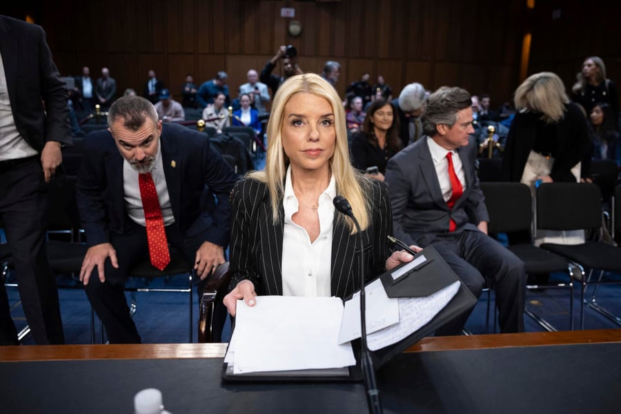 Pam Bondi answers questions during a Senate confirmation session
