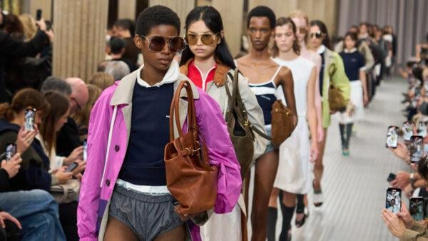 Model in Miu Miu Fall 2025 walking at Paris Fashion Week, highlighting brand momentum