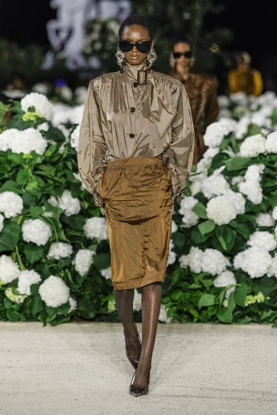 Jewel-toned nylon outerwear on Saint Laurent Spring 2026 runway