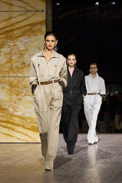Safari-inspired pocket and storm flap detail from Saint Laurent Spring 2026