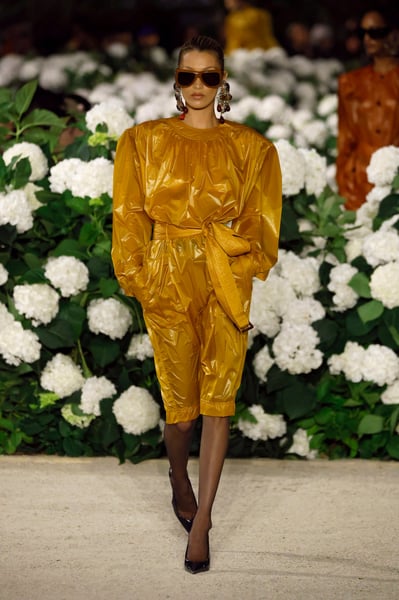 Visor-style sunglasses and chandelier earrings from Saint Laurent Spring 2026