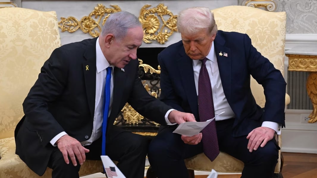 President Trump announcing Gaza peace plan at White House podium