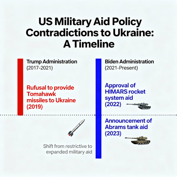 US Military Aid Ukraine Policy Contradictions Timeline chart showing contradictions in US military aid policy to Ukraine under different administrations