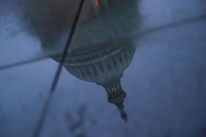 Government shutdowns in the United States, U.S. Capitol at night as the federal government enters shutdown on October 1, 2025