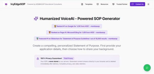 IvyEdgeSOP Revolutionizes SOP Writing for Indian Students with AI - Powered platform