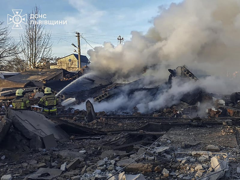 Russian drone and missile strikes on Ukrainian energy infrastructure during winter offensive on day 1348