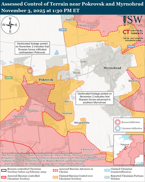 Pokrovsk Strategic Importance: Russia Ukraine War Day 1348 Military map showing Pokrovsk strategic position in Donetsk with Russian and Ukrainian territorial control