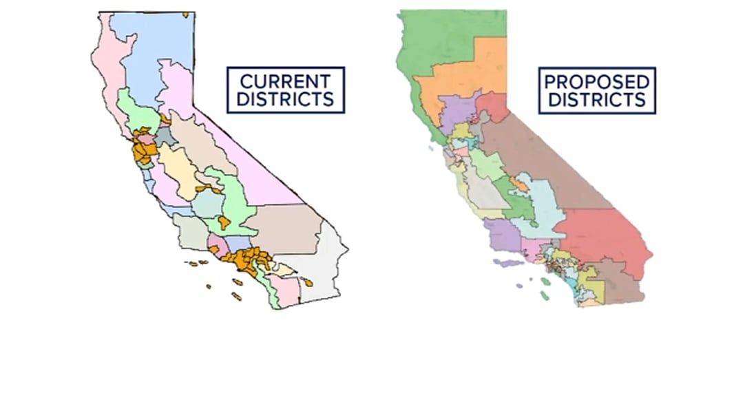 California Proposition 50 congressional redistricting maps before and after 2025