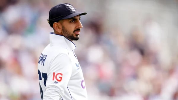 Shoaib Bashir bowling during practice ahead of Ashes 2025
