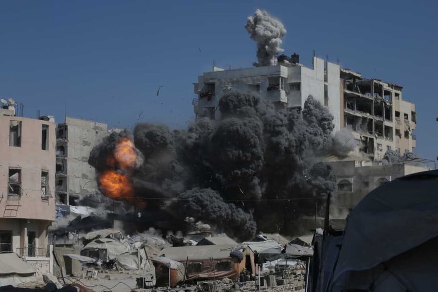 Bombed hospital in Gaza during 2025 conflict