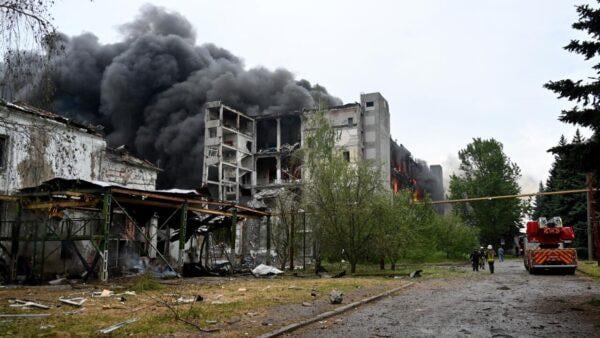 Drone attack damage in Kharkiv city during Russia Ukraine war November 2025