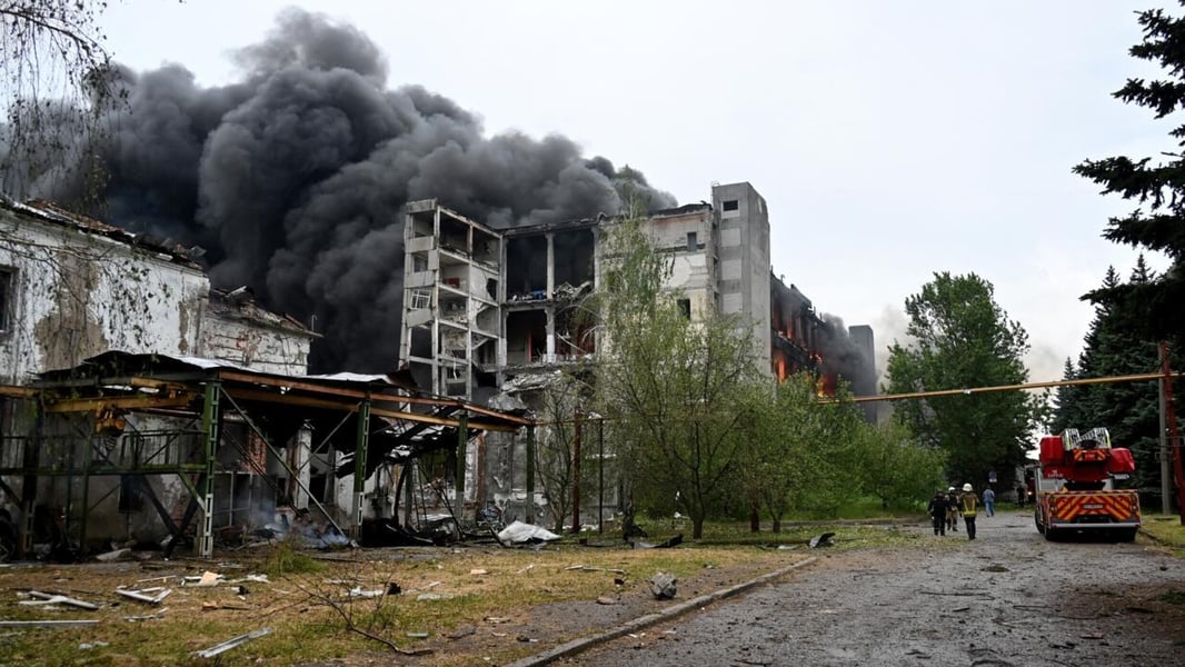 Drone attack damage in Kharkiv city during Russia Ukraine war November 2025