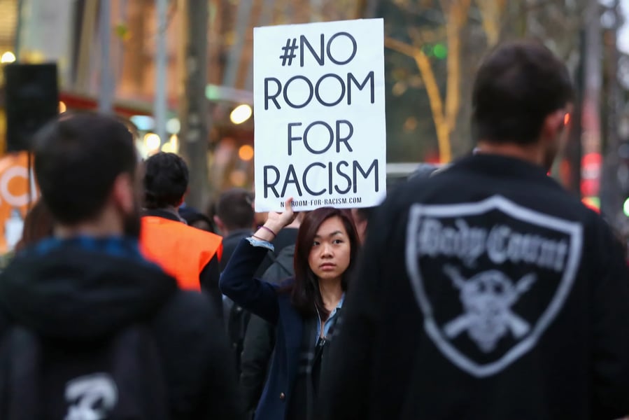 Melbourne anti-Islamophobia rally 2025 Protesters at a No Room for Racism rally in Melbourne campaigning against Islamophobia 2025