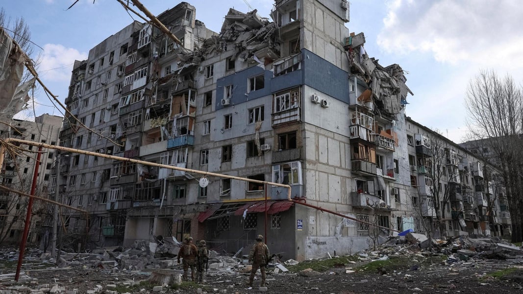 Pokrovsk residential areas destroyed by Russian artillery and house-to-house fighting in eastern Ukraine
