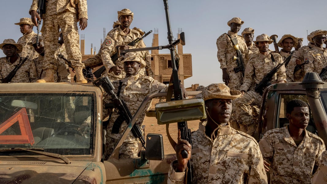 RSF fighters patrol Darfur during the Sudan conflict in 2025