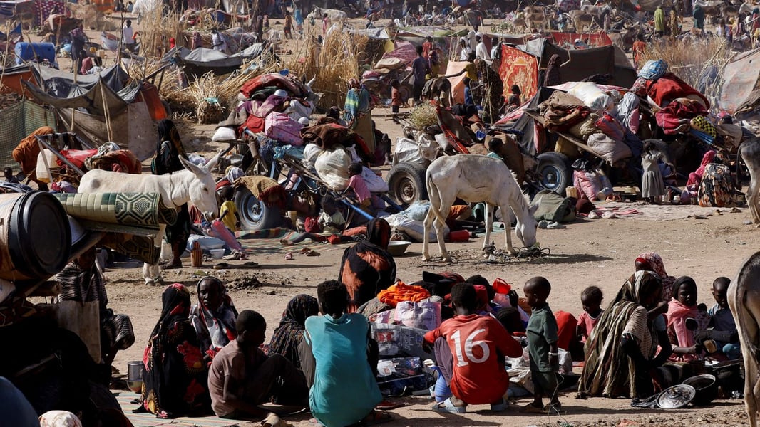 Sudanese Refugees Near Darfur, 2025 Sudanese refugees sheltering in camps near Darfur region due to civil war