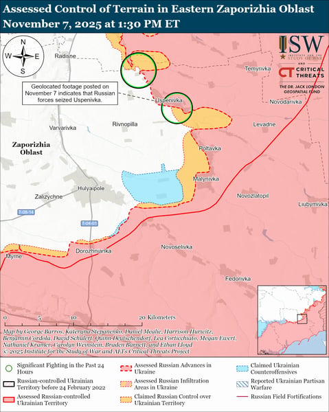 Zaporizhia Frontline Map – Day 1355 Map showing battle zones around Zaporizhia and Donetsk on Day 1355