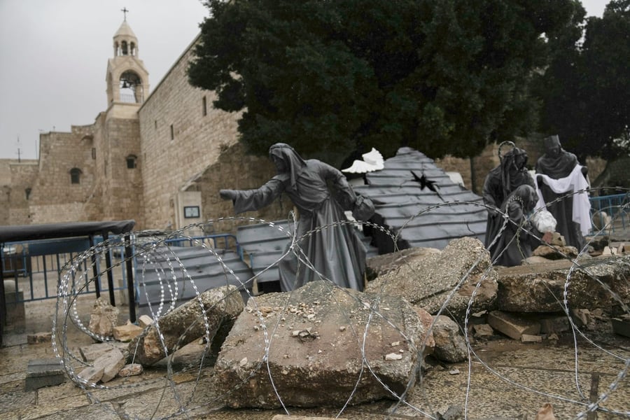 Bethlehem Christians Face Erasure Under Israeli Occupation Empty Manger Square in Bethlehem showing cancelled Christmas celebrations as Palestinian Christians face existential threat from Israeli settlements