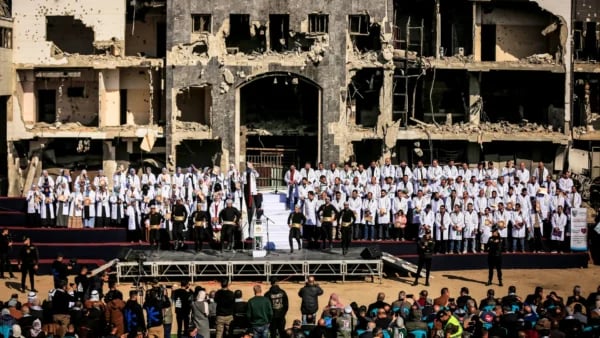 Gaza genocide: Palestinian doctors graduate amid Al-Shifa hospital ruins destroyed by Israel