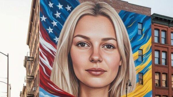 Mural of murdered Ukrainian refugee Iryna Zarutska painted by artist Ben Keller in Washington DC Sursum Corda neighborhood