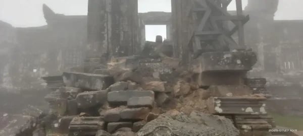 Preah Vihear temple craters from Thai airstrikes Cambodia border war