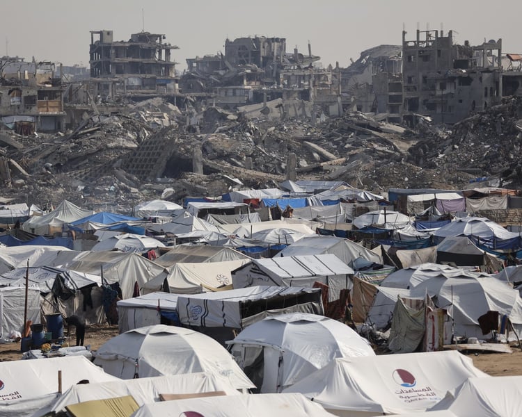 Gaza genocide: storm collapses tents in refugee camps