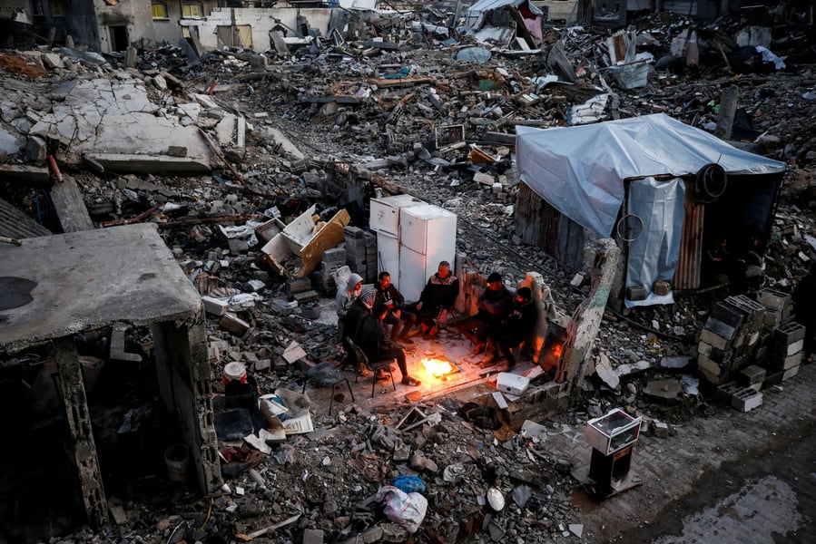 Palestinian children in Gaza amid destruction and displacement