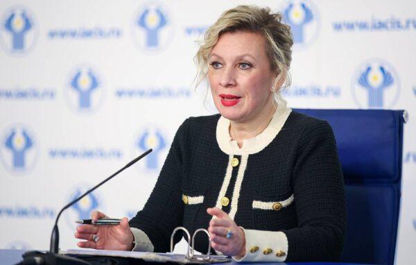 Maria Zakharova speaks at a Russian Foreign Ministry briefing