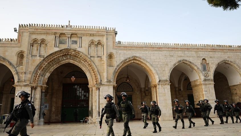 Israeli Restrictions at Al Aqsa Mosque Israeli police guard Al Aqsa Mosque gates during Ramadan restrictions