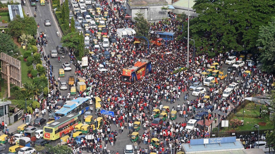 Deadly crowd surge during RCB IPL celebration in Bengaluru Massive crowd outside Chinnaswamy Stadium during RCB celebration stampede