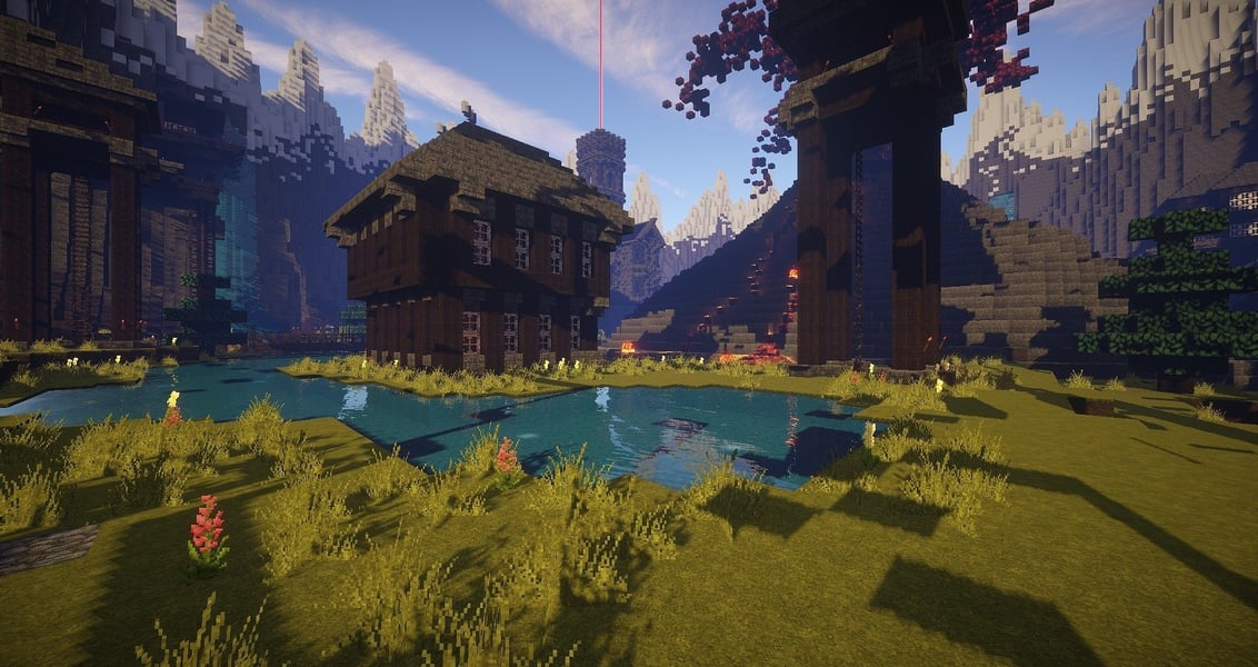 Building towns in Minecraft game