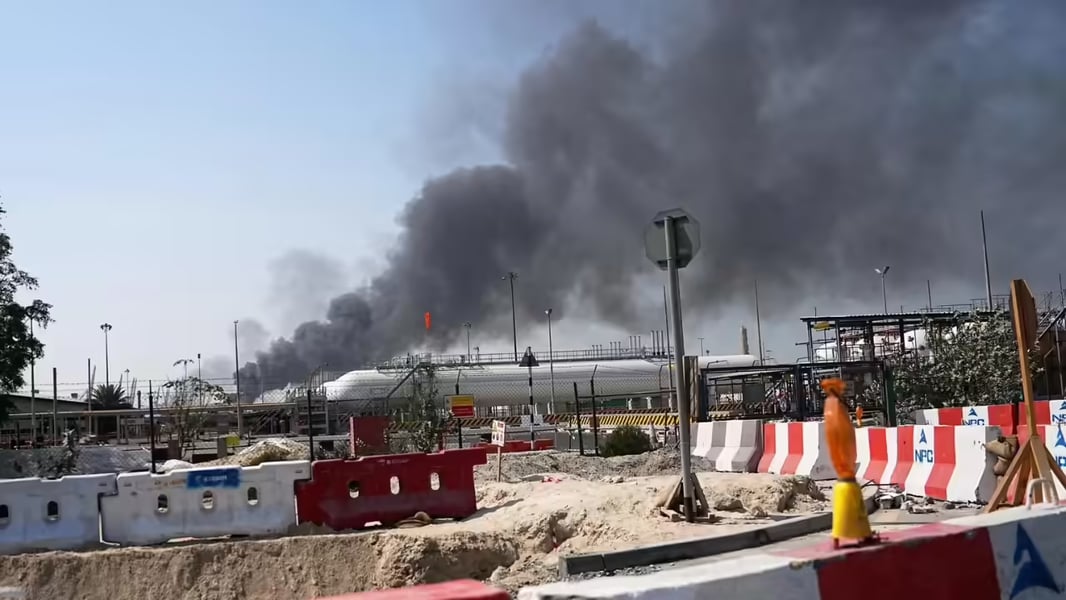 Dubai Airport Damage After Missile Debris Damage and smoke at Dubai International Airport after Iranian missile debris strike