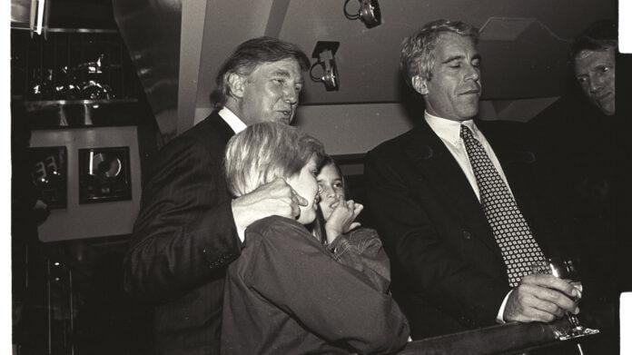 effrey Epstein and Donald Trump photographed together at Mar-a-Lago in Palm Beach during the 1990s