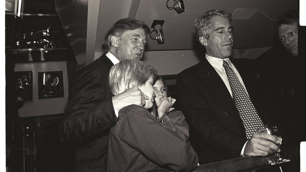 effrey Epstein and Donald Trump photographed together at Mar-a-Lago in Palm Beach during the 1990s