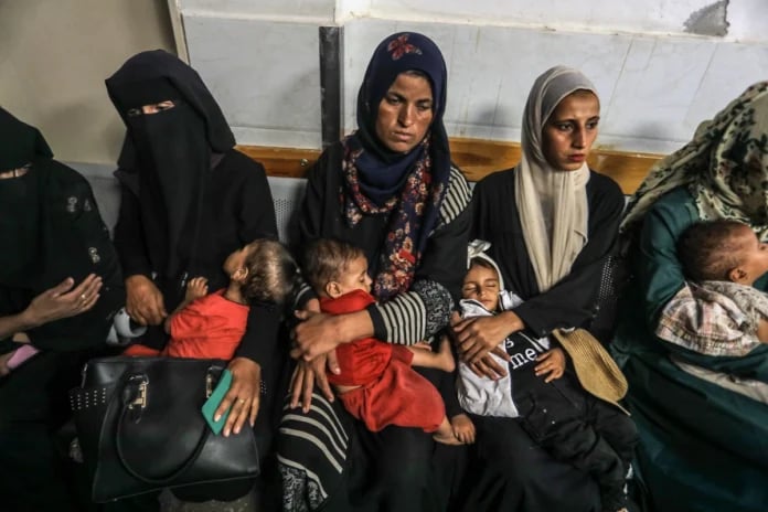Displaced Palestinian women in Gaza facing collapsing healthcare and food shortages amid the Gaza genocide