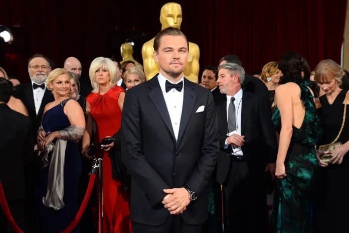 Leonardo DiCaprio attends the Academy Awards as the Best Actor race intensifies