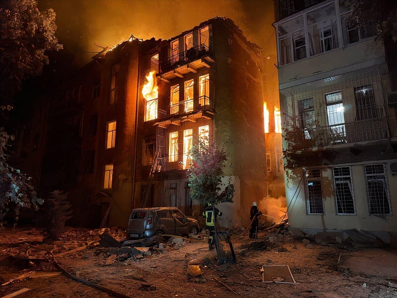 Russia Ukraine War drone strike hits residential buildings as fires erupt in Ukrainian city