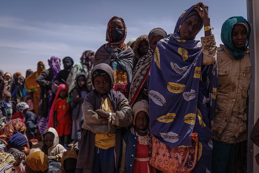 Sudan Civil War aftermath showing drone strike destruction and displaced civilians in Darfur