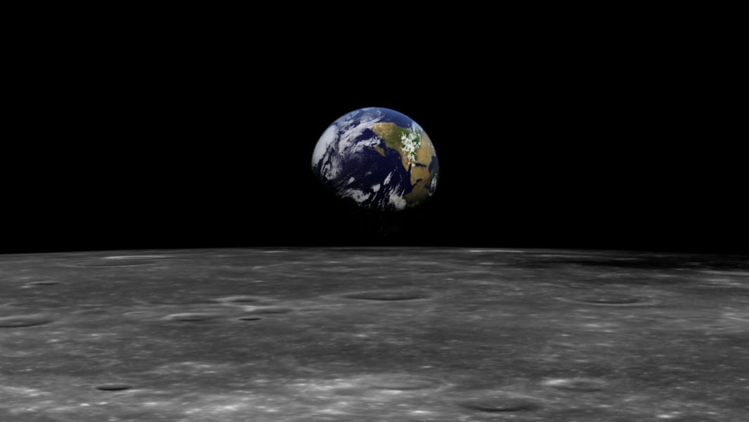 View of Earth from lunar orbit during Artemis II mission