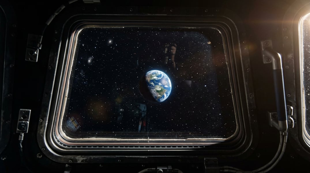 Earth viewed from Artemis II lunar trajectory Earth seen from Orion spacecraft during Artemis II lunar flyby