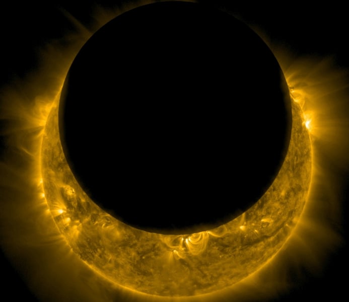 Artemis II Solar Eclipse Deep Space View Solar eclipse viewed from Orion spacecraft during Artemis II mission