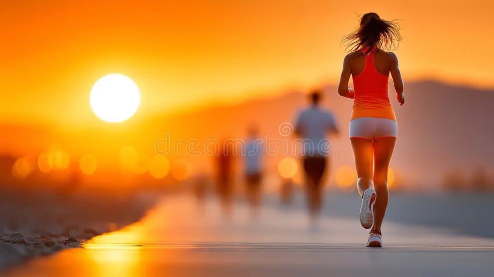 Person exercising at sunrise and sunset showing impact of workout timing on health