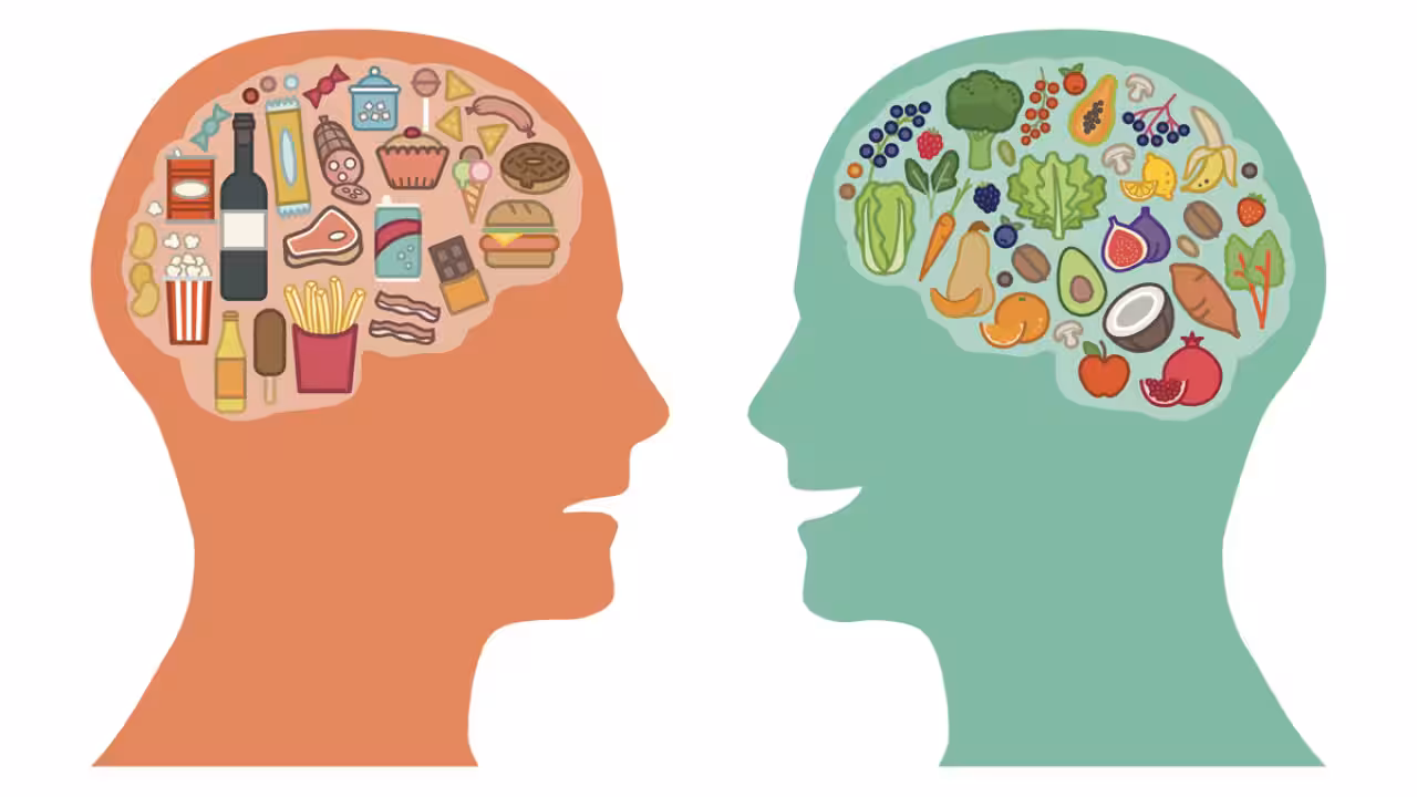 Brain showing contrast between healthy cognitive function and decline due to lifestyle habits