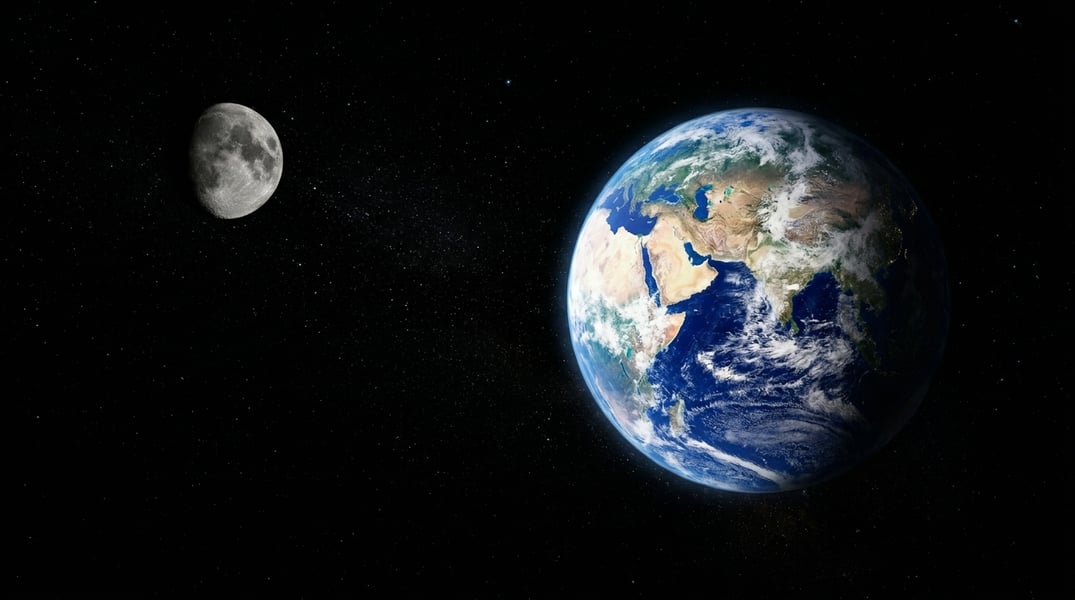 Earth and Moon seen together from deep space during Artemis II lunar flyby