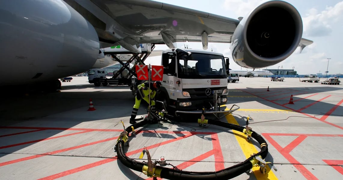 Aircraft being refueled at European airport amid jet fuel crisis triggered by war disruption