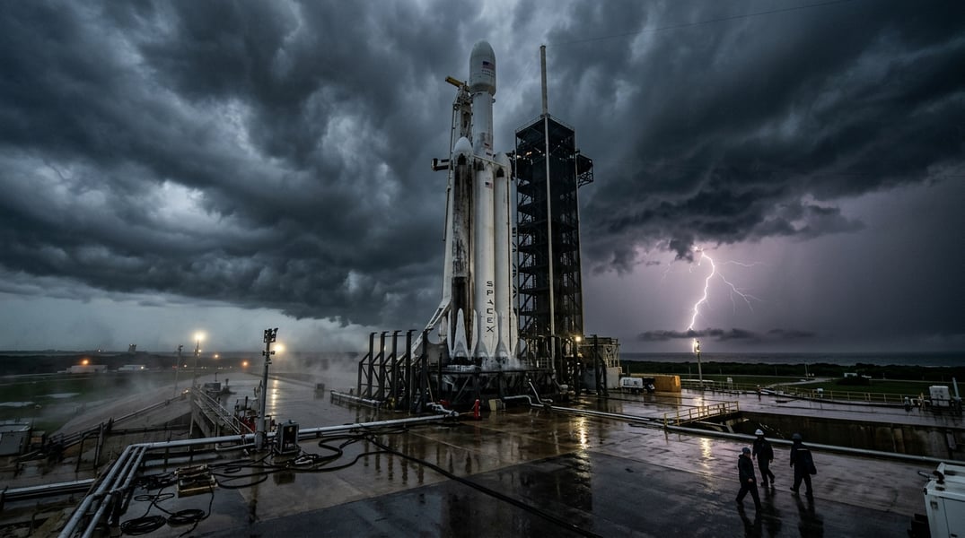 SpaceX Falcon Heavy rocket delayed due to bad weather at Florida launch site