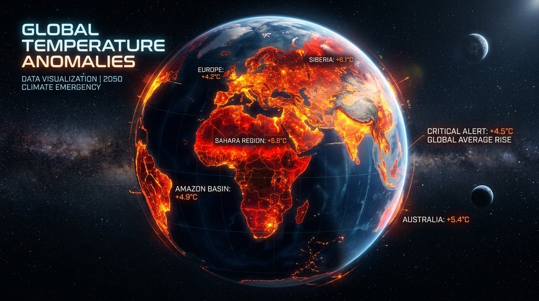 Global Heat Patterns Intensify Global heat map showing extreme temperature anomalies in 2026