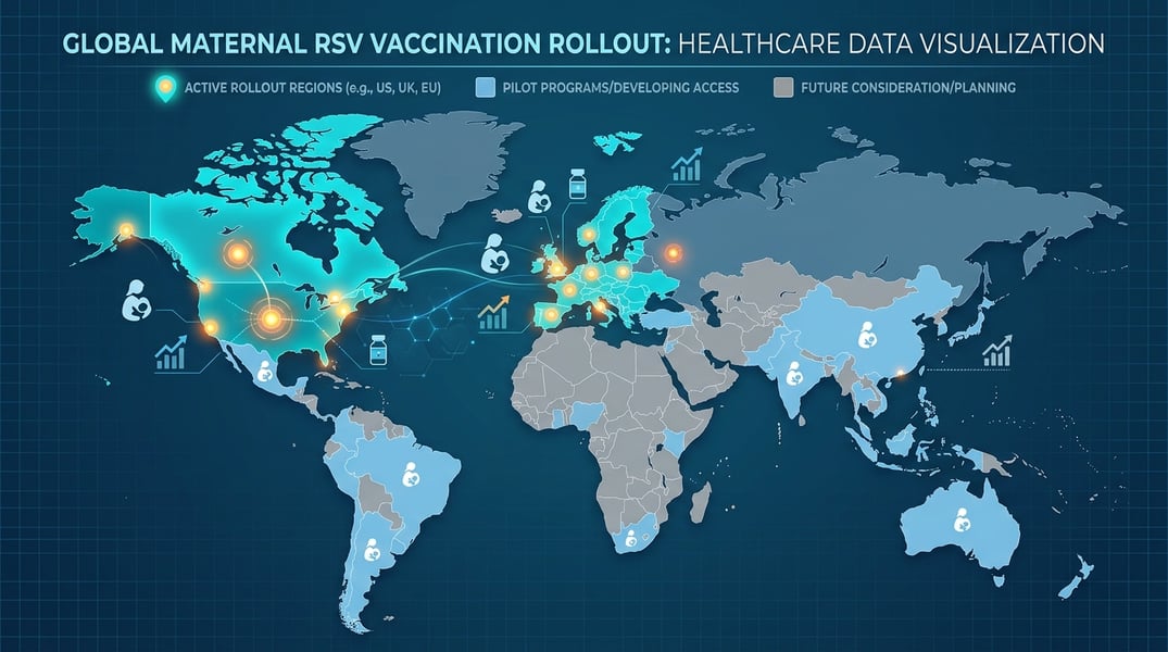 World map showing maternal RSV vaccine rollout regions