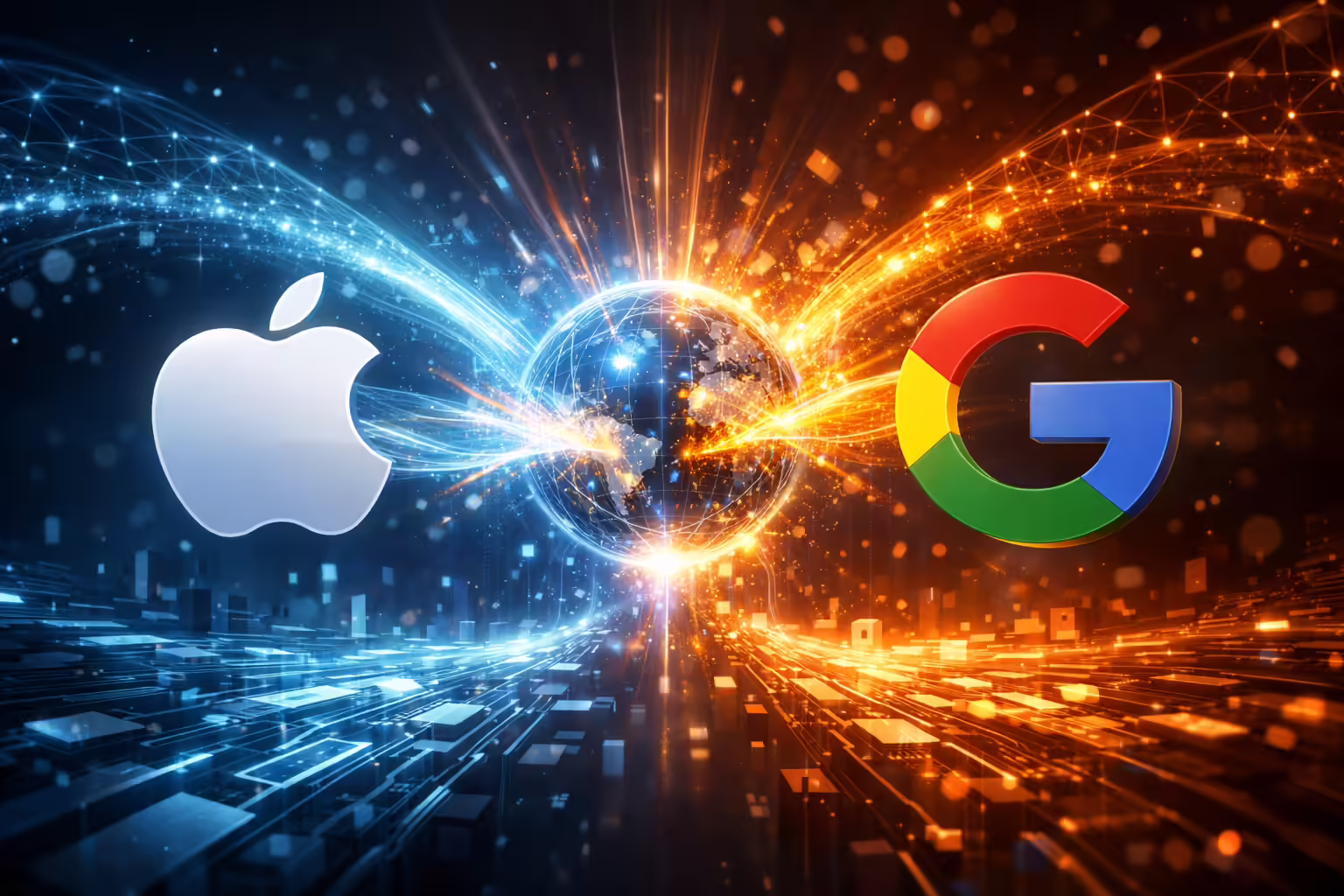 Google and Apple AI competition concept visual